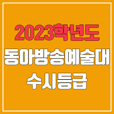  2023 동아방송예술대학교 수시등급 (예비번호, 동아방송예술대)