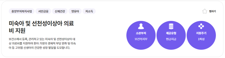  미숙아 및 선천성이상아 의료비 지원