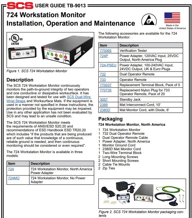  SCS 724 Workstation Monitor Installation, Operation and Maintenance
