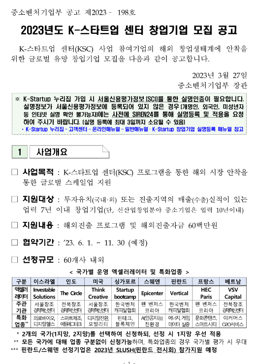 2023년 K-스타트업 센터 창업기업 모집 공고 2023년 K-스타트업 센터 창업기업 모집 공고