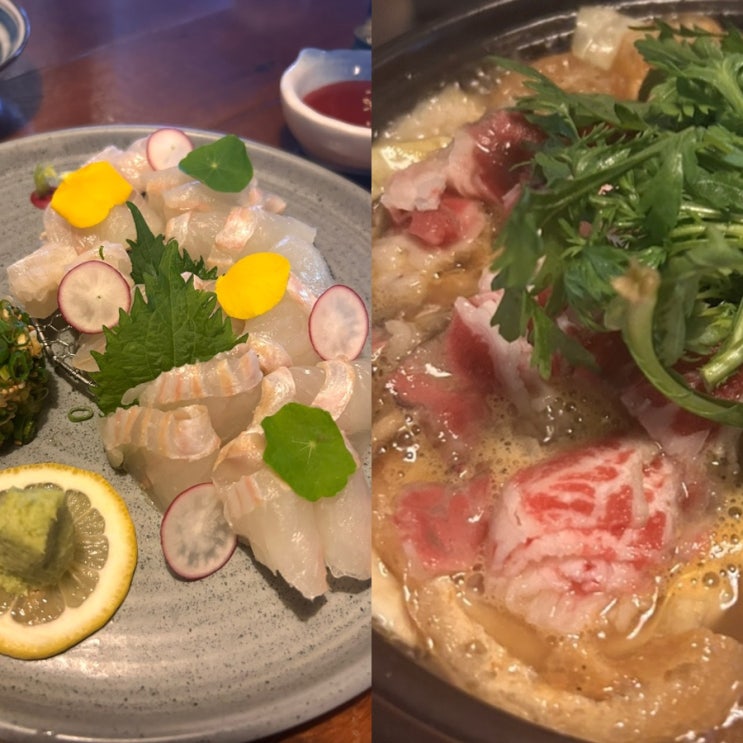  논현역이자카야 심야모모식당 감칠맛 나는 숙성회와 달찌근한 스끼야끼 나베의 뜨끈함은 추운 저의 마음을 달래기에 충분했습니다.