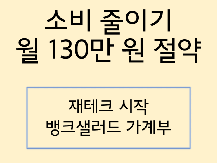  재테크의 시작 소비 줄이기 월 130만 원 절약 후기(뱅크샐러드 가계부)
