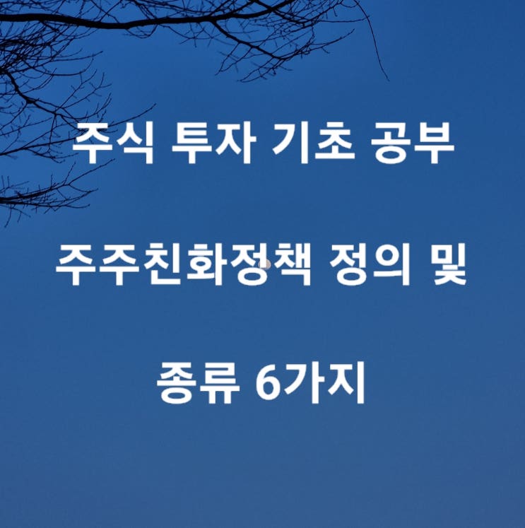  주식 투자 기초 공부 주주친화정책 정의 및 종류 6가지