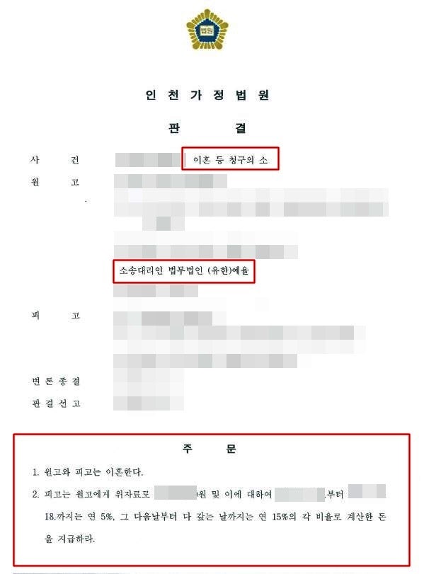 부천이혼전담변호사 배우자의 귀책으로 확실한 위자료와 재산분할을