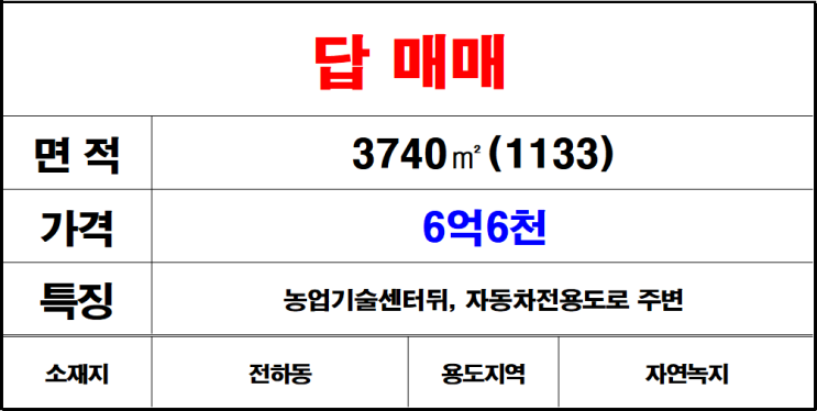  김해칠산(전하동)답매매,논매매