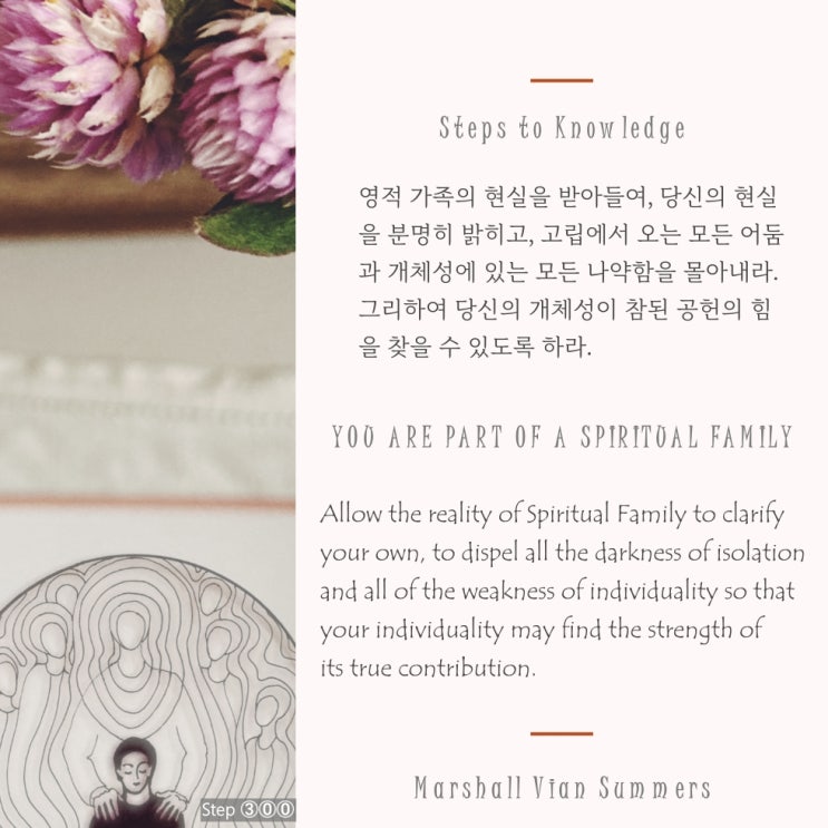 제300계단 : 오늘 나는 나의 영적 가족에 속한 이들을 모두 받아들인다 I receive all those who are my Spiritual Family today.