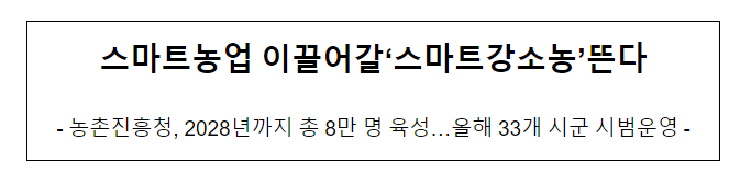 스마트농업 이끌어갈 ‘스마트강소농’ 뜬다_농촌진흥청 스마트농업 이끌어갈 ‘스마트강소농’ 뜬다_농촌진흥청