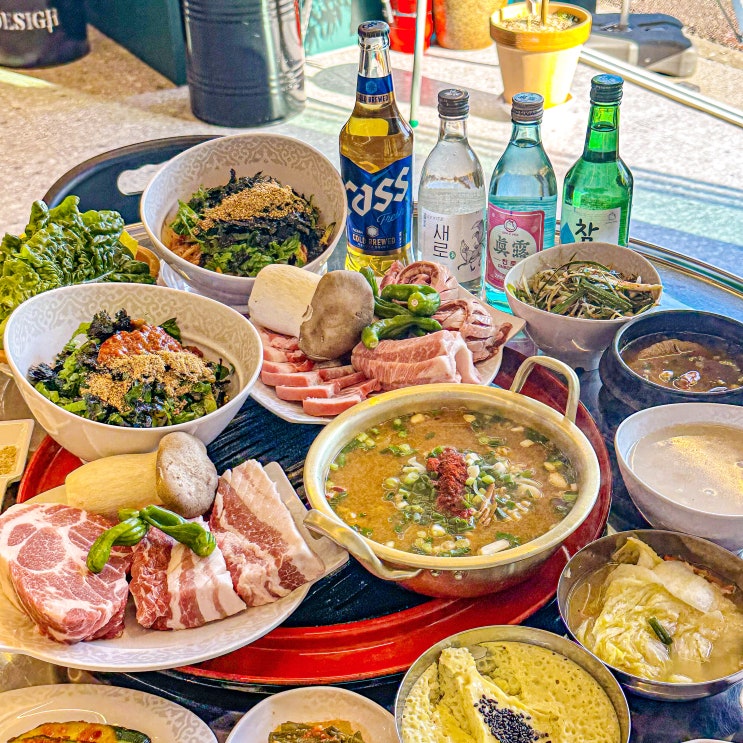  광주 용봉동 맛집 '개대박' 푸짐한 한상으로 돼지고기가 신선한 고깃집