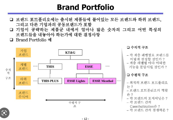  브랜드 포트폴리오 전략과 브랜드의 종류