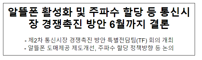 제2차 통신시장 경쟁촉진 방안 특별전담팀(TF) 회의 개최 제2차 통신시장 경쟁촉진 방안 특별전담팀(TF) 회의 개최