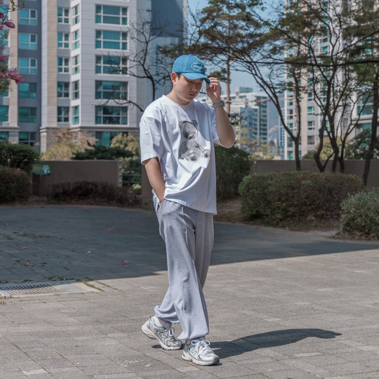  체형보정 갑! 아크메드라비 곰돌이 반팔티 (두꺼운 오버핏 티셔츠 추천)