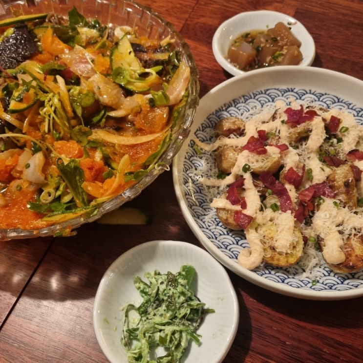  사당 이자카야 안주 맛집 우미노식탁 에서 물회, 명란 감자구이 먹기