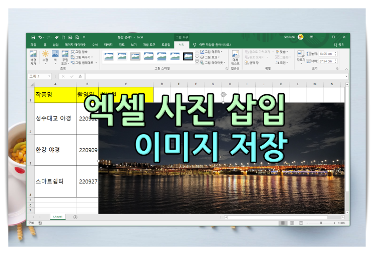 엑셀 사진 삽입 넣기 및 이미지 한 번에 추출 저장 방법