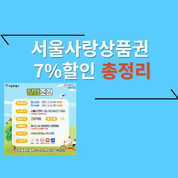 서울사랑상품권 7%할인 (서울전지역) - 총정리