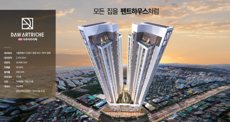 서울 창동 다우아트리체 59세대 무순위청약 임의공급 입지환경 분석, 모집공고 안내!