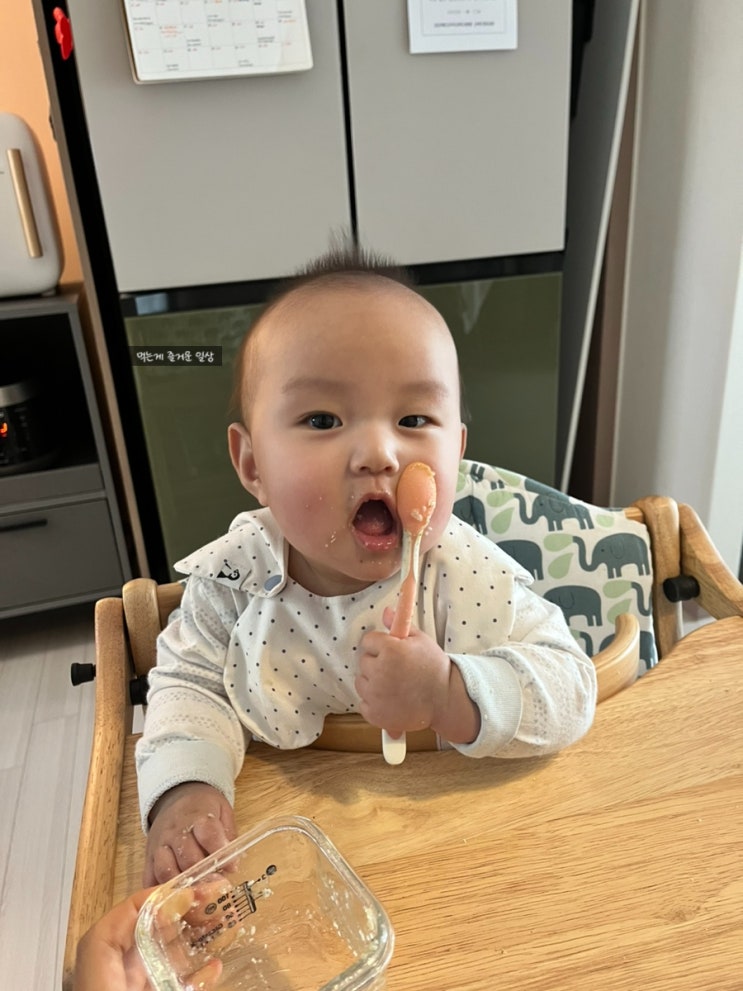  [+200~229days] 중기 이유식 1단계 시작!(식단표, 양, 이유식 분유 텀)
