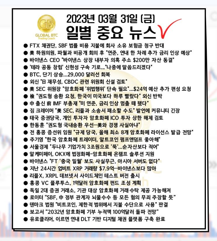 2023년 03월 31일 (금) 일별 중요 뉴스