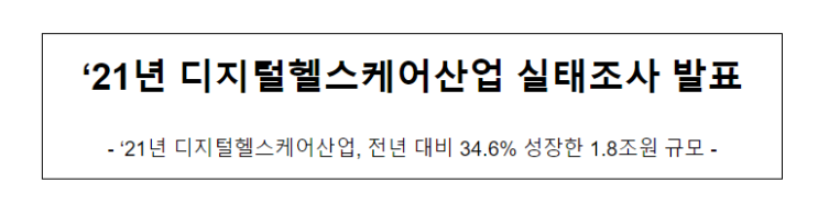 ’21년 디지털헬스케어산업 실태조사 발표_산업통상자원부 ’21년 디지털헬스케어산업 실태조사 발표_산업통상자원부