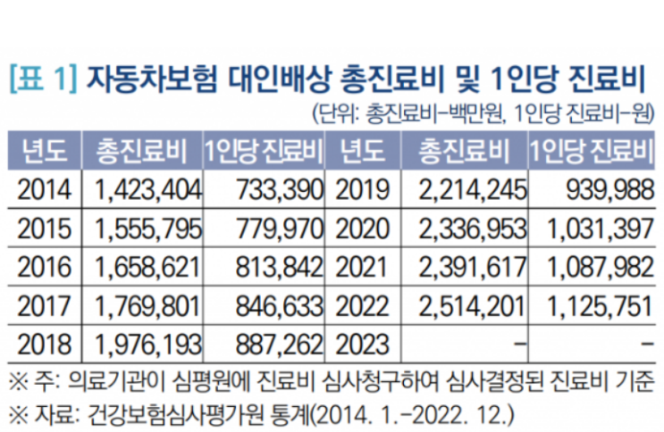 자동차보험 경상환자 진료비 급증…"사고‧진료정보 공유 필요"