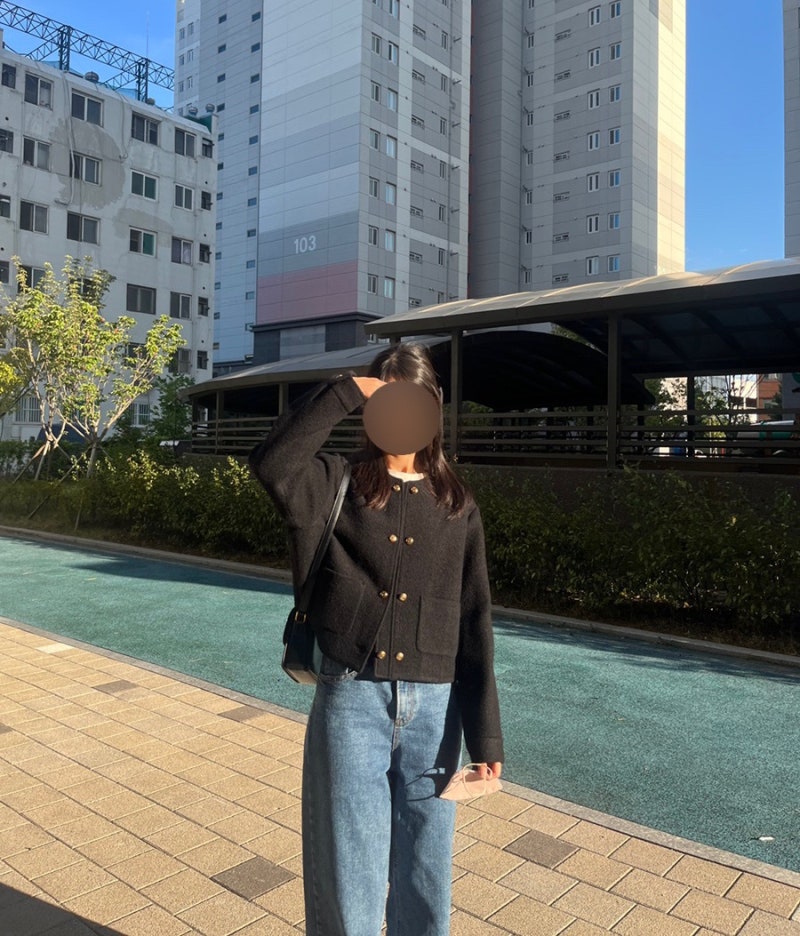 지컷 트위드자켓 여자 가을 코디