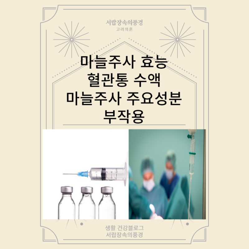 마늘주사 효능 혈관통 수액 마늘주사 주요성분 푸르설티아민 마늘주사 부작용