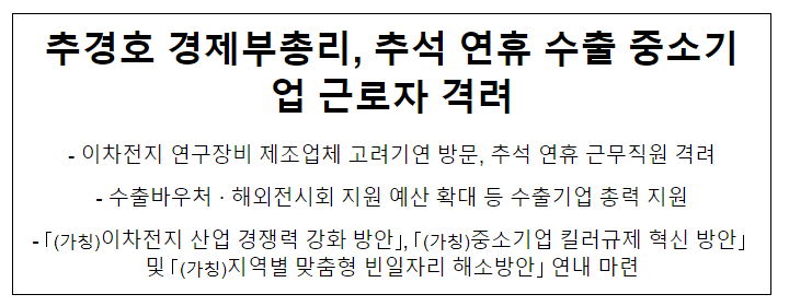 추경호 경제부총리, 수출 중소기업 고려기연 방문