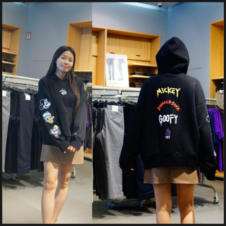  20도 패션 H&M 디즈니 후드티 착용 후기