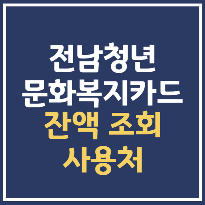 전남청년문화복지카드 사용처 잔액 조회 12월 말까지