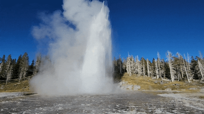 미국 국립공원 옐로스톤 여행 일정 ② 올드페이스풀 간헐천 화산 가이저 3종 구경 old faithful, castle, grand geyser