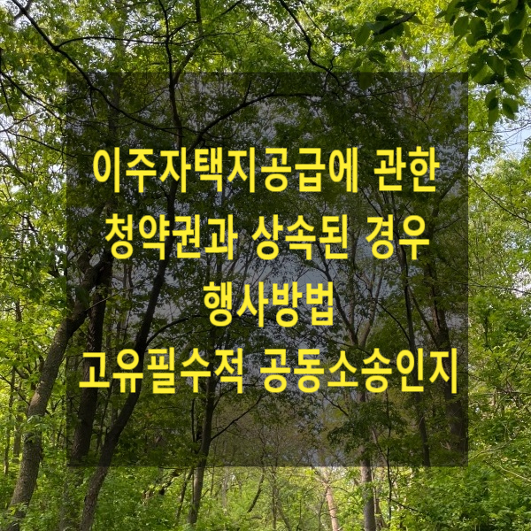  상속 - 이주자택지공급에 관한 청약권과 상속된 경우 행사방법(고유필수적 공동소송인지)