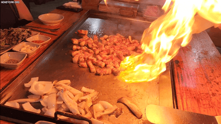  고양 서오릉 고기맛집 당구대_장작 통 철판삼겹살