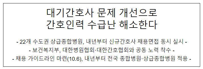 대기간호사 문제 개선으로간호인력 수급난 해소한다