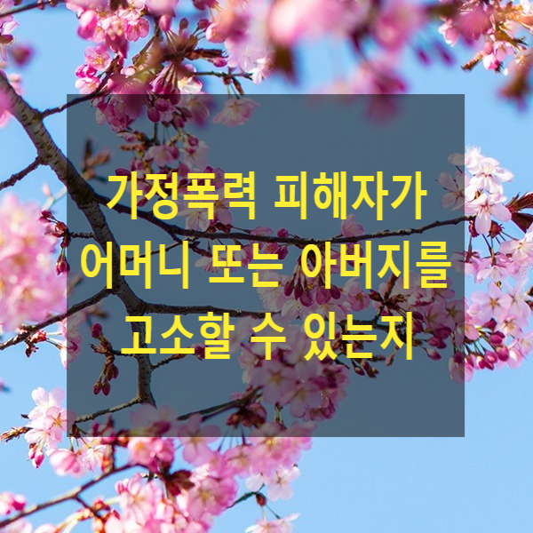  가정폭력 피해자가 어머니 또는 아버지를 고소할 수 있는지