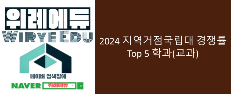  2024 지역거점국립대 경쟁률 Top 5 학과 (교과)