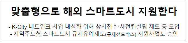 맞춤형으로 해외 스마트도시 지원한다 맞춤형으로 해외 스마트도시 지원한다
