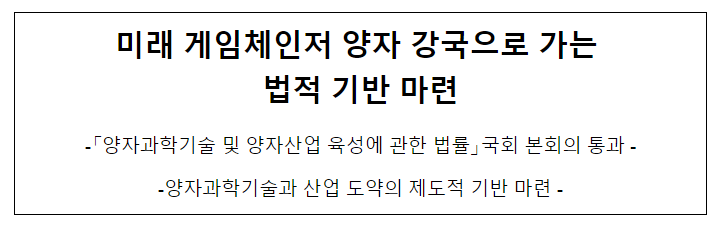 양자과학기술 및 양자산업 육성에 관한 법, 국회 본회의 통과 양자과학기술 및 양자산업 육성에 관한 법, 국회 본회의 통과
