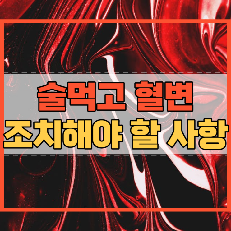 술먹고 혈변 나왔을 때 조치해야 할 사항!