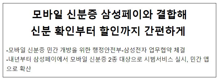 모바일 신분증 삼성페이와 결합해 신분 확인부터 할인까지 간편하게 모바일 신분증 삼성페이와 결합해 신분 확인부터 할인까지 간편하게