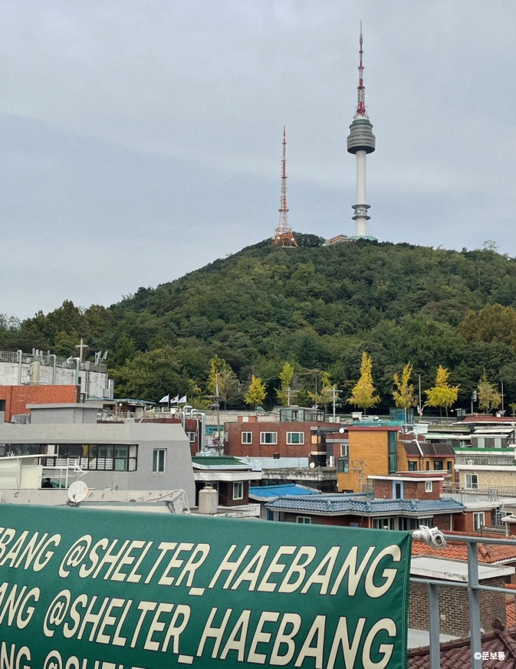  이태원 해방촌 루프탑 카페 쉘터 해방 탁 트인 남산타워 뷰