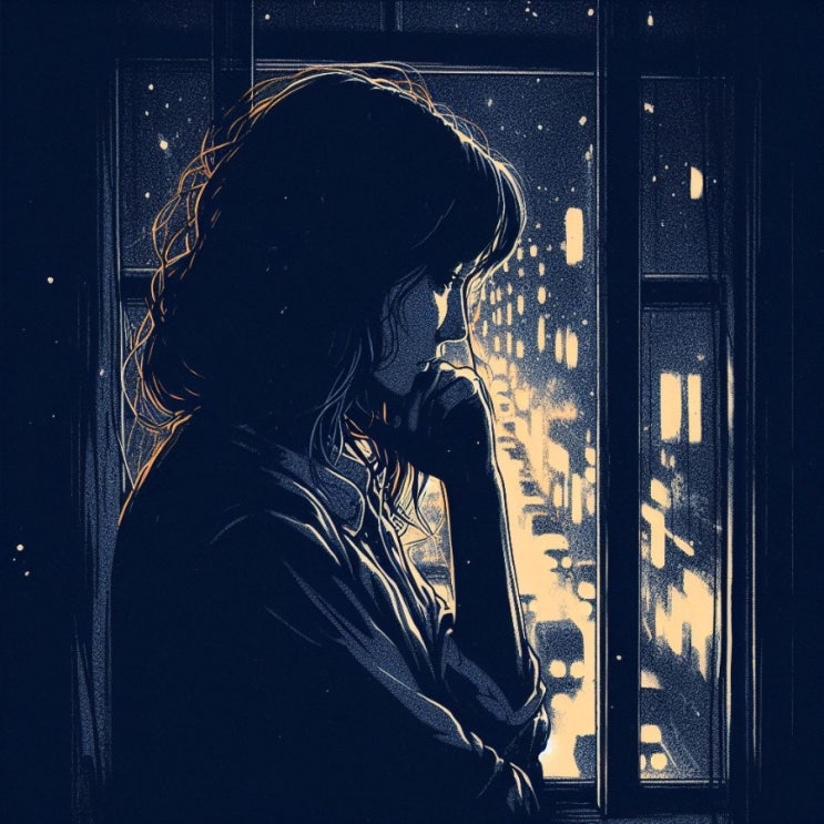  DALL-E(달리)를 이용한 이미지 생성사례 / 소녀와 가로등 / Black & White Ink Painting / 디지털콘텐츠큐레이터 황선웅