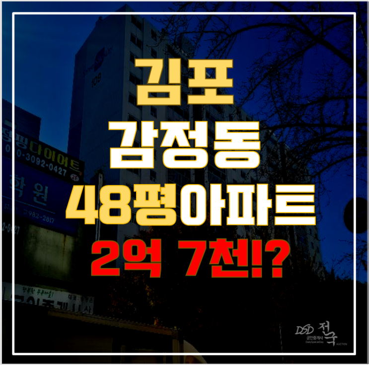 김포아파트경매 감정동 푸른마을 48평형 2억대 급매