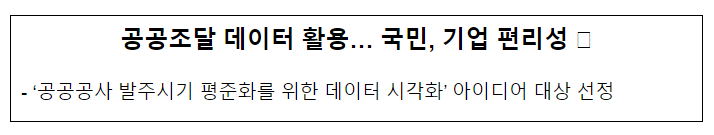 공공조달 데이터 활용… 국민, 기업 편리성 ↑