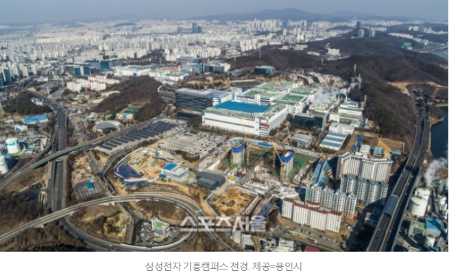 용인시, 삼성전자 기흥캠퍼스 확장 4만 2584 확보(20조 투자 유치)