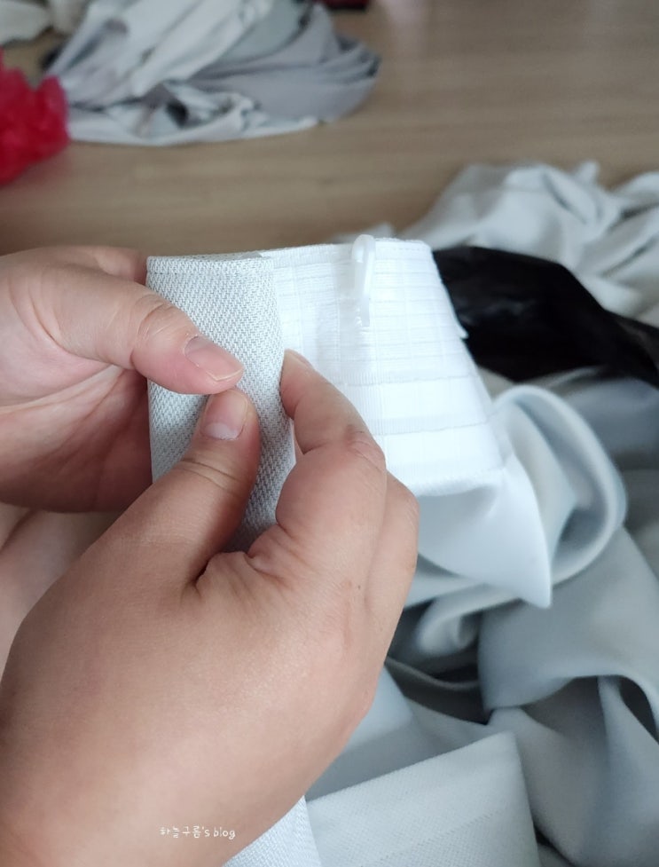 커텐 세탁방법, 고무줄만 있으면 핀을 뺄 필요 없어요!!