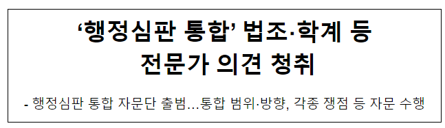 ‘행정심판 통합’ 법조·학계 등 전문가 의견 청취