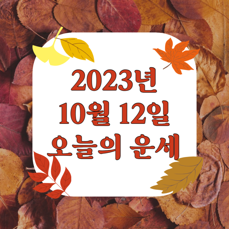  2023년 10월 12일 오늘의운세 띠별운세