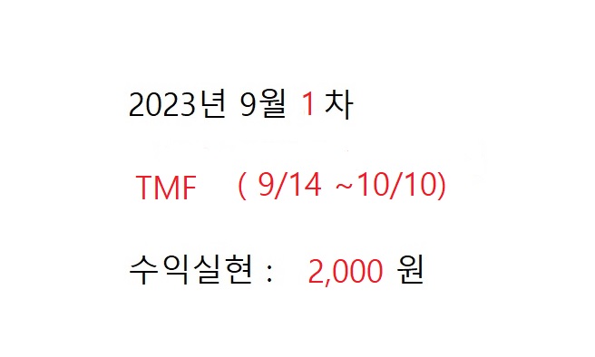  TMF 2023년 9월 1회차 투자기록