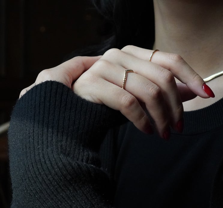  14k 18k 판도라 브이 레이어드 링 여자 반지 주문제작