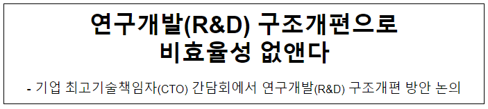 연구개발(R&D) 구조개편으로 비효율성 없앤다