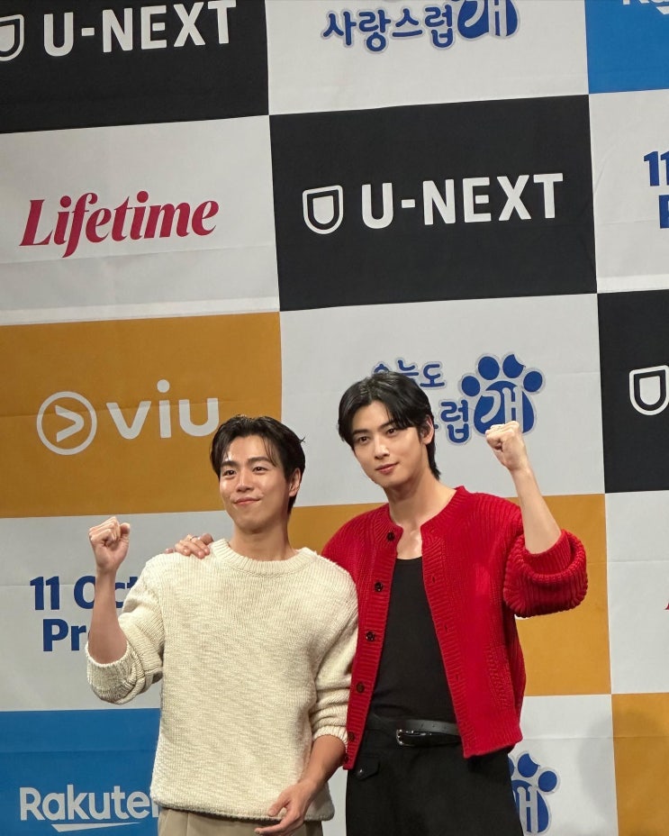 차은우 오늘도 사랑스럽개 남자 레드 니트 가디건 코디 브랜드 RECTO 렉토 정보 차은우 오늘도 사랑스럽개 남자 레드 니트 가디건 코디 브랜드 RECTO 렉토 정보